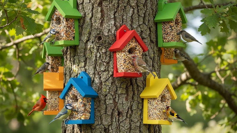 CEDAR ALPHA 3pk Suet Bird Houses, Seeded Birdhouse, Suet Birdfeeder, Bird Feeder with Suet Cake, Bird Feast Feeder for Outdoor, Wall Tree Moutable - Image 4